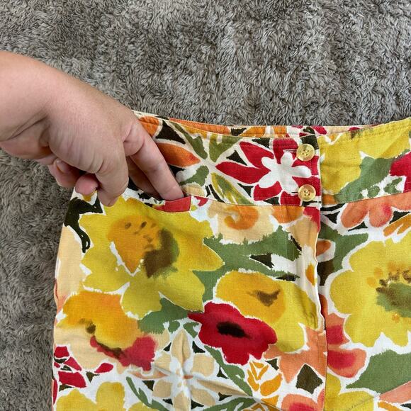 Vintage Harve Benard Linen Tropical Floral Pencil Skirt Yellow Green Red 80s 90s - Picture 3 of 7